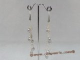 spe131 6-7mm grey tear-drop pearl 925silver horn dangle earrings