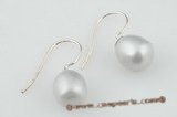 spe133 6-7mm grey tear-drop pearl 925silver dangle earrings in wholesale