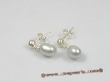 spe135 grey cultured pearl sterling stud earrings for wholesale
