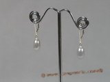 spe136 grey cultured pearl sterling hoop earrings for wholesale