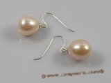 spe139 sterling 10-10.5mm pink oval pearl dangle earrings