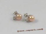 spe146 sterling Swarovski crystal & bread pearl studs  earrings on sale