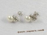spe148 sterling silver studs earrings with bread pearl