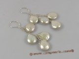 spe149 sterling silver white coin pearl hoop earrings in wholesale