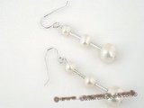 spe169 Triple graduating White Pearl Dangle Earrings with 925silver hook