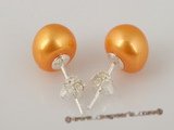 spe188 Golden 9-9.5mm freshwater bread pearl stud earrings on sale