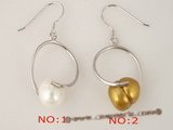 spe216 wholesale Cultured whorl potato pearl sterling silver Pierced dangle Earrings