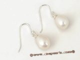 spe220 sterling silver 7-8mm white oval drop pearl sterling dangle earrings