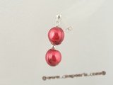 spe230 Handcrafted wine red FW whorl pearl Sterling Silver stud Earrings