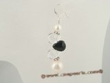 spe232 Sterling silver earrings with white whorl pearl and chinese crystal