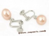 spe237 Sterling silver non-pierce clip earrings with pink cultured pearl