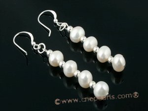 spe245 wholesale sterling white potato pearl dangle Earrings