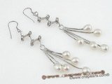 spe276 Delightful 925silver S shape dangle earring with 6-7mm teardrop pearl