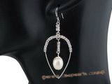spe277 Pierced oval drop dangle earrings combine with 8-9mm teardrop pearl