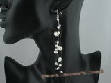 spe278 Handmade white nugget pearl &Austria crystal Illusion earrings
