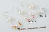 spe286 Sterling silver pearl & Austria crystal triangle dangle earring
