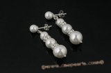 spe298 Gradual white round shell pearl 925silver stud Earrings