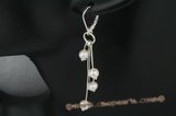 spe300 Four dangling potato Pearl sterling silver D hoop earring