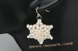 spe310 Delightful sterling silver pentacle rice pearl dangle earrings