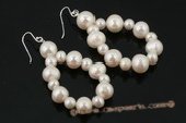 spe320 6-7mm and 9-10mm potato pearl oval loop dangle earrings