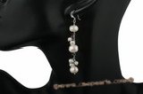 spe326 White Freshwater Pearl Cluster Linear Drop Pierced Earrings