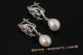 spe331 Sterling silver 7-8mm oval drop pearl pierce clip earrings
