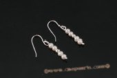 spe344 Sterling silver 3-4mm freshwater round pearl baby hook earring