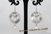 spe348 Designer 6-7mm White Tear Drop Pearl Flower Dangle Earrings