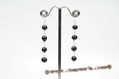 spe359 Sterling Silver 7-8mm Black Potato Pearl Dangle Earrings