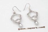 spe379 9-10mm Large Tear Drop Pearl and Zircon Hook Dangle Earrings