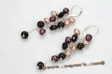 spe045 sterling silver Smokey Quartz stones with freshwater pearl earring