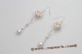 Spe410 Delightful Sterling Silver Cultured pearl and Crystal Dangle Earrings