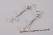 spe413 Lovely 6-7mm Rice Pearl Sterling Silver Ball Dangle Earrings