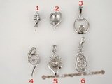 spm047 Five pieces 925 sterling silver pearl pendant mountings on sale