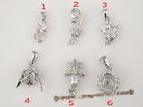 spm048 Five pieces pearl pendant mountings in 925 sterling silver wholesale
