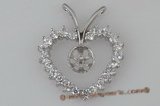 spm074 Heart shape sterling silver pearl pendant mounting