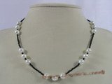 spn018 white shell pearl with glass beads necklace jewelry
