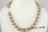 spn031 sterling silver 14mm Bronze shell pearl single necklace in wholesale