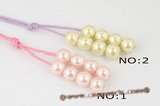 Spn037 Fashion 14mm Round shell pearl and cord long lariat necklace