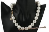 Spn039 16MM One Row White Shell Pearl Choker Necklace