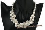 Spn040 18 Inch Shell Pearl Cluster Choker Necklace