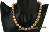 Spn043 Hand knotted champagne Shell Pearl princess necklace