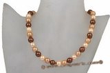 Spn047 Hand knotted Round Shell Pearl princess necklace