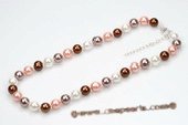 Spn052 Hand knotted Colorful Shell Pearl princess necklace