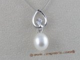spp012 925 silver pearl pendant with 8-9mm white tear-drop pearls and zircon beads