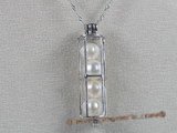 spp018 sterling silver 7-8mm AAA white round pearl cage design pendant