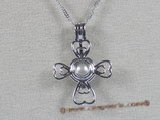 spp019 sterling silver 6-7mm AAA white round pearl cross pendant