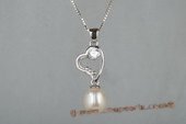 spp029 sterling silver 8-9mm tear-drop freshwater pearl heart shape pendant