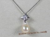 spp043 sterling silver star design pendant with 8-9mm white tear-drop pearls