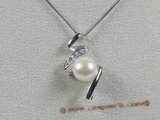 spp044 9-9.5mm white bread pearl pendant with sterling silver mounting